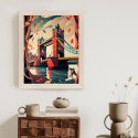 Plakat Wieloczęściowy Tower Bridge Abstrakcyjna Ilustracja Rama Drewniana Z Passe-Partout Kolor Naturalny