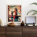 Plakat Wieloczęściowy Tower Bridge Abstrakcyjna Ilustracja Rama Drewniana Z Passe-Partout Kolor Naturalny