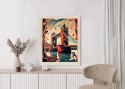 Plakat Wieloczęściowy Tower Bridge Abstrakcyjna Ilustracja Rama Drewniana Z Passe-Partout Kolor Naturalny