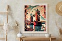 Plakat Wieloczęściowy Tower Bridge Abstrakcyjna Ilustracja Rama Drewniana Z Passe-Partout Kolor Naturalny
