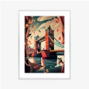 Plakat Wieloczęściowy Tower Bridge Abstrakcyjna Ilustracja Rama Drewniana Z Passe-Partout Kolor Naturalny
