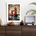 Plakat Wieloczęściowy Tower Bridge Abstrakcyjna Ilustracja Rama Drewniana Z Passe-Partout Kolor Naturalny