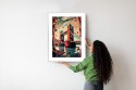 Plakat Wieloczęściowy Tower Bridge Abstrakcyjna Ilustracja Rama Drewniana Z Passe-Partout Kolor Naturalny