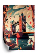 Plakat Wieloczęściowy Tower Bridge Abstrakcyjna Ilustracja Rama Drewniana Z Passe-Partout Kolor Naturalny