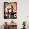 Plakat Wieloczęściowy Tower Bridge Abstrakcyjna Ilustracja Rama Drewniana Z Passe-Partout Kolor Naturalny