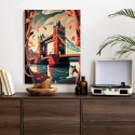 Plakat Wieloczęściowy Tower Bridge Abstrakcyjna Ilustracja Rama Drewniana Z Passe-Partout Kolor Naturalny