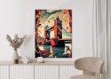 Plakat Wieloczęściowy Tower Bridge Abstrakcyjna Ilustracja Rama Drewniana Z Passe-Partout Kolor Naturalny