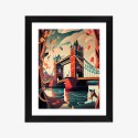Plakat Wieloczęściowy Tower Bridge Abstrakcyjna Ilustracja Rama Drewniana Z Passe-Partout Kolor Naturalny