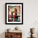 Plakat Wieloczęściowy Tower Bridge Abstrakcyjna Ilustracja Rama Drewniana Z Passe-Partout Kolor Naturalny