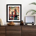 Plakat Wieloczęściowy Tower Bridge Abstrakcyjna Ilustracja Rama Drewniana Z Passe-Partout Kolor Naturalny