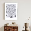Plakat Wieloczęściowy Ulice Paryża Z Lotu Ptaka - Plan Rama Aluminiowa Z Passe-Partout Kolor Srebrny