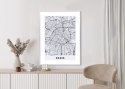 Plakat Wieloczęściowy Ulice Paryża Z Lotu Ptaka - Plan Rama Aluminiowa Z Passe-Partout Kolor Srebrny