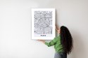 Plakat Wieloczęściowy Ulice Paryża Z Lotu Ptaka - Plan Rama Aluminiowa Z Passe-Partout Kolor Srebrny