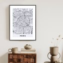 Plakat Wieloczęściowy Ulice Paryża Z Lotu Ptaka - Plan Rama Aluminiowa Z Passe-Partout Kolor Srebrny