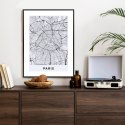Plakat Wieloczęściowy Ulice Paryża Z Lotu Ptaka - Plan Rama Aluminiowa Z Passe-Partout Kolor Srebrny