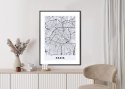 Plakat Wieloczęściowy Ulice Paryża Z Lotu Ptaka - Plan Rama Aluminiowa Z Passe-Partout Kolor Srebrny