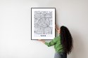 Plakat Wieloczęściowy Ulice Paryża Z Lotu Ptaka - Plan Rama Aluminiowa Z Passe-Partout Kolor Srebrny