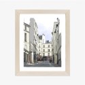 Plakat Wieloczęściowy Uliczka Przy Montmartre W Paryżu Rama Drewniana Z Passe-Partout Kolor Naturalny