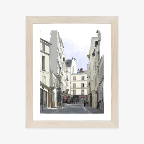 Plakat Wieloczęściowy Uliczka Przy Montmartre W Paryżu Rama Drewniana Z Passe-Partout Kolor Naturalny