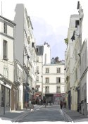 Plakat Wieloczęściowy Uliczka Przy Montmartre W Paryżu Rama Drewniana Z Passe-Partout Kolor Naturalny