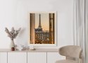 Plakat Wieloczęściowy Widok Z Okna Na Paryską Wieżę Eiffla O Zachodzie Słońca Rama Drewniana Z Passe-Partout Kolor Naturalny