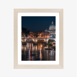Plakat Wieloczęściowy Tiber Most I Kopuła Watykanu Rama Drewniana Z Passe-Partout Kolor Naturalny
