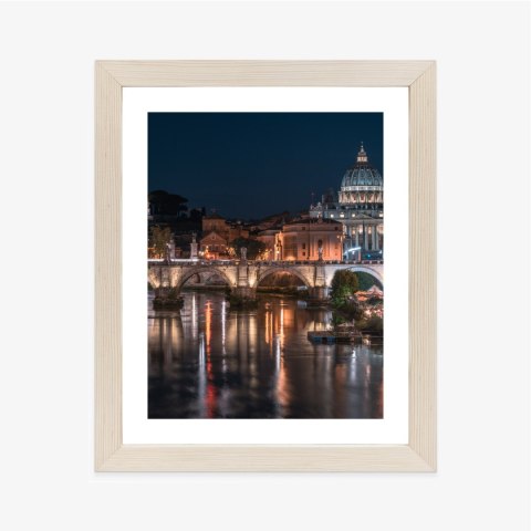 Plakat Wieloczęściowy Tiber Most I Kopuła Watykanu Rama Drewniana Z Passe-Partout Kolor Naturalny