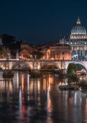 Plakat Wieloczęściowy Tiber Most I Kopuła Watykanu Rama Drewniana Z Passe-Partout Kolor Naturalny