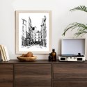 Plakat Wieloczęściowy Uliczka Przy Montmartre W Paryżu - Szkic Rama Drewniana Z Passe-Partout Kolor Naturalny