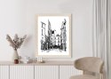 Plakat Wieloczęściowy Uliczka Przy Montmartre W Paryżu - Szkic Rama Drewniana Z Passe-Partout Kolor Naturalny