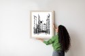 Plakat Wieloczęściowy Uliczka Przy Montmartre W Paryżu - Szkic Rama Drewniana Z Passe-Partout Kolor Naturalny