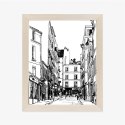 Plakat Wieloczęściowy Uliczka Przy Montmartre W Paryżu - Szkic Rama Drewniana Z Passe-Partout Kolor Naturalny
