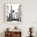 Plakat Wieloczęściowy Uliczka Przy Montmartre W Paryżu - Szkic Rama Drewniana Z Passe-Partout Kolor Naturalny
