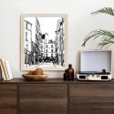 Plakat Wieloczęściowy Uliczka Przy Montmartre W Paryżu - Szkic Rama Drewniana Z Passe-Partout Kolor Naturalny