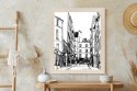 Plakat Wieloczęściowy Uliczka Przy Montmartre W Paryżu - Szkic Rama Drewniana Z Passe-Partout Kolor Naturalny