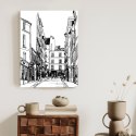 Plakat Wieloczęściowy Uliczka Przy Montmartre W Paryżu - Szkic Rama Drewniana Z Passe-Partout Kolor Naturalny