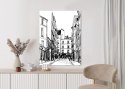 Plakat Wieloczęściowy Uliczka Przy Montmartre W Paryżu - Szkic Rama Drewniana Z Passe-Partout Kolor Naturalny