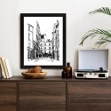 Plakat Wieloczęściowy Uliczka Przy Montmartre W Paryżu - Szkic Rama Drewniana Z Passe-Partout Kolor Naturalny