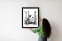 Plakat Wieloczęściowy Uliczka Przy Montmartre W Paryżu - Szkic Rama Drewniana Z Passe-Partout Kolor Naturalny