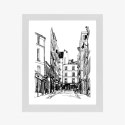 Plakat Wieloczęściowy Uliczka Przy Montmartre W Paryżu - Szkic Rama Drewniana Z Passe-Partout Kolor Naturalny