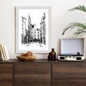 Plakat Wieloczęściowy Uliczka Przy Montmartre W Paryżu - Szkic Rama Drewniana Z Passe-Partout Kolor Naturalny