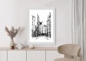 Plakat Wieloczęściowy Uliczka Przy Montmartre W Paryżu - Szkic Rama Drewniana Z Passe-Partout Kolor Naturalny