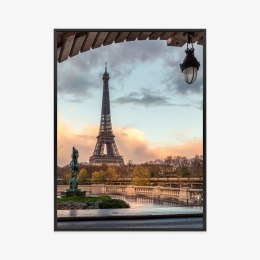 Plakat Wieloczęściowy Widok Na Wieżę Eiffla Z Mostu Bir Hakeim Rama Aluminiowa Kolor Czarny