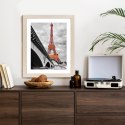 Plakat Wieloczęściowy Wieża Eiffla Monochromatycznie I Czerwono Rama Drewno Kolor Naturalny