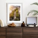 Plakat Wieloczęściowy Widok Na La Rambla W Barcelonie O Zachodzie Słońca Rama Drewniana Z Passe-Partout Kolor Naturalny