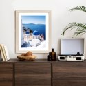 Plakat Wieloczęściowy Tradycyjna Biała Architektura I Greckie Cerkwie Z Niebieskimi Kopułami Rama Drewniana Z Passe-Partout Kolo