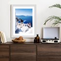 Plakat Wieloczęściowy Tradycyjna Biała Architektura I Greckie Cerkwie Z Niebieskimi Kopułami Rama Drewniana Z Passe-Partout Kolo