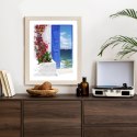 Plakat Wieloczęściowy Tradycyjne Greckie Drzwi Z Widokiem Na Morze Rama Drewniana Z Passe-Partout Kolor Naturalny