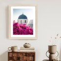 Plakat Wieloczęściowy Typowa Architektura Santorini I Kwitnąca Bugenwilla Rama Drewniana Z Passe-Partout Kolor Naturalny