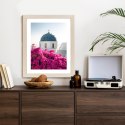 Plakat Wieloczęściowy Typowa Architektura Santorini I Kwitnąca Bugenwilla Rama Drewniana Z Passe-Partout Kolor Naturalny
